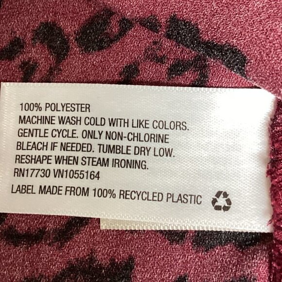 A New Day Shirt Dress S Burgundy & Black Leopard Print #29W - Picture 8 of 8